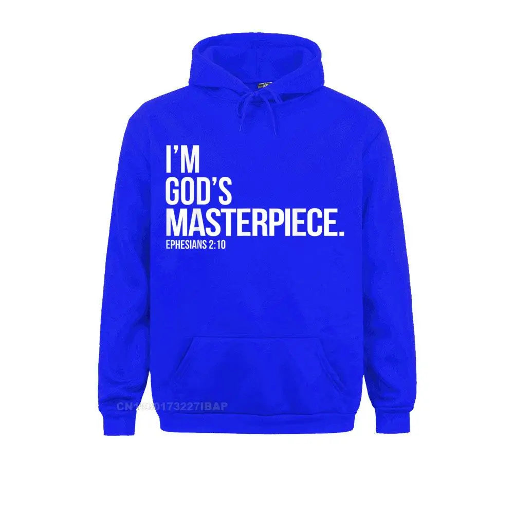 I'm God's Masterpiece Bible Scripture Christian Hooded Pullover Holiday For Men Hoodies Slim Fit Clothes Fashionable