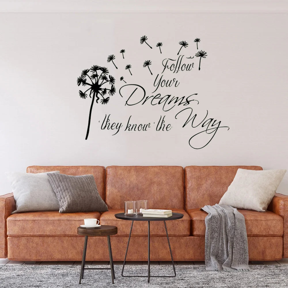 Inspirational Wall Sticker Quote Follow Your Dreams  Family Wall Motivational Wall Decal for bedroom Wallsticker