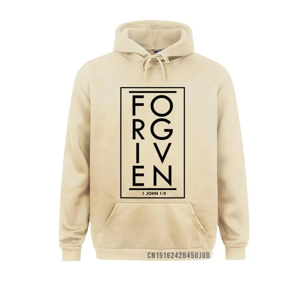 Forgiven 1 John 1 9 Bible Scripture Verse Christian Pullover Sweatshirts Classic Hoodies Holiday Sportswears For Men Autumn