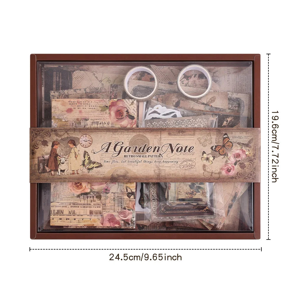 201 Pcs Vintage Aesthetic Scrapbook Paper Set Bullet Junk Journal Kit With Scrapbook Paper Tape DIY Materials For Journaling