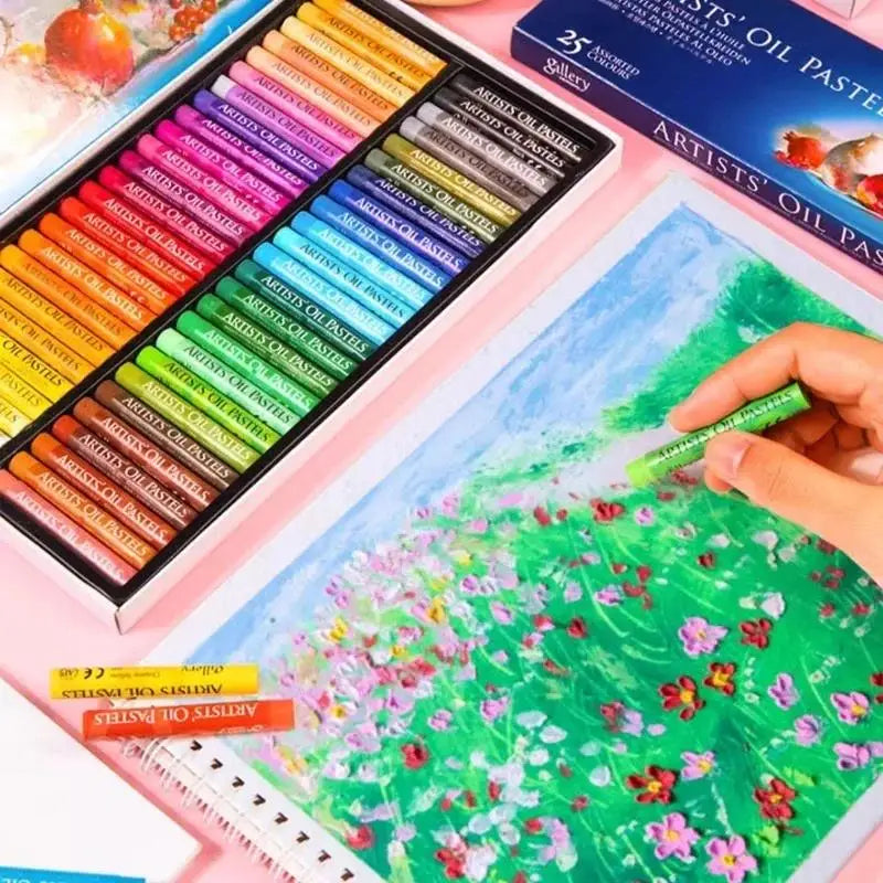 Artists' Soft Oil Pastels, Professional Set of 12/25/48 Assorted Color, Water-Soluble Non-toxic Drawing Supplies