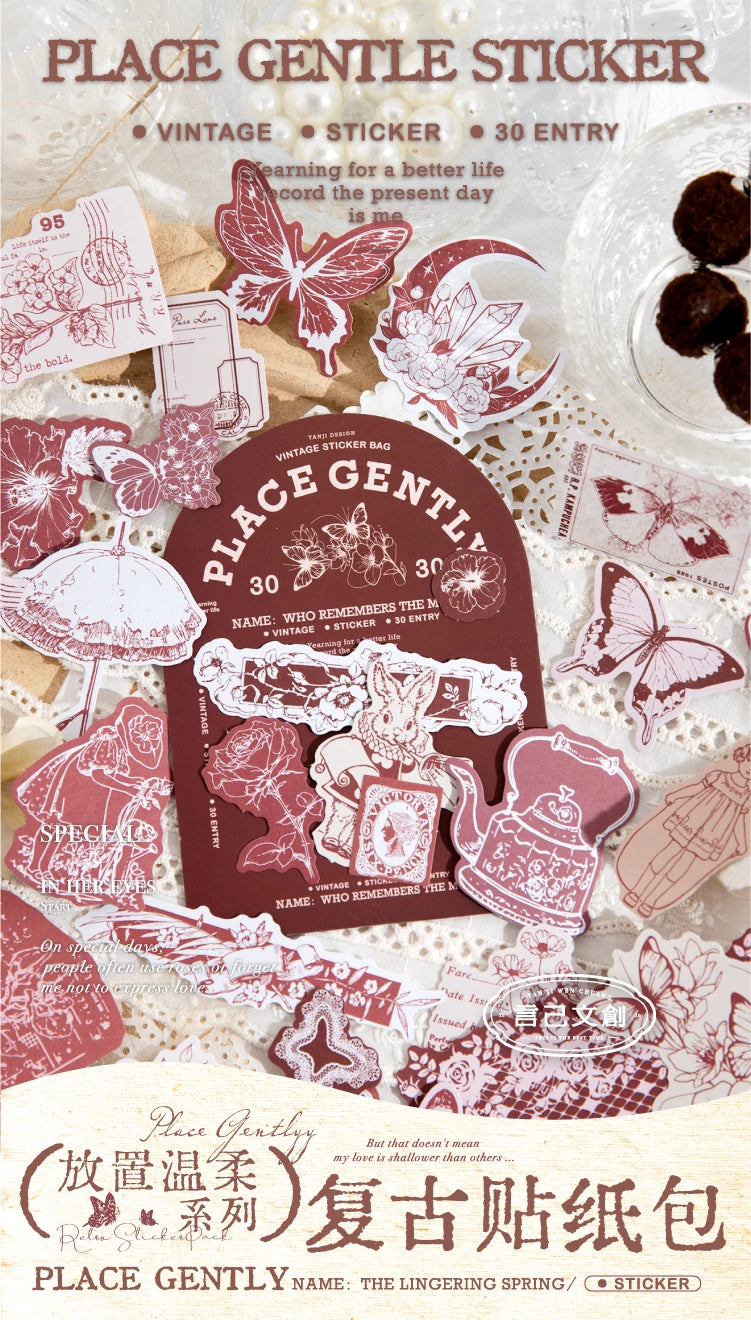 Journal GO 30pcs Retro Antique Stuffs Stickers Collage Junk Journal Scrapbooking diy Vintage Small Hand Made Stationery Labels