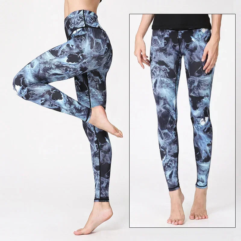 Cloud Hide Women Home Yoga Pants Fitness Gym Exercise Sports Leggings High Waist Sexy Long Print Tights Workout Running Trouser