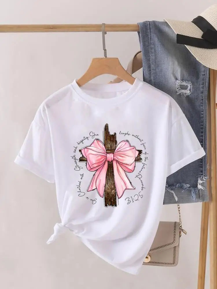 Sweet Cartoon Trend 90s Women Print Female Graphic T-shirts Fashion Clothing Lady Clothes Short Sleeve T Shirt Casual Tee