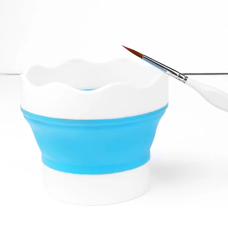 Art Supplies Paint Brush Washer Holder Cleaner Silicone Mini Foldable Painting Water Cup Washing Bucket Basin