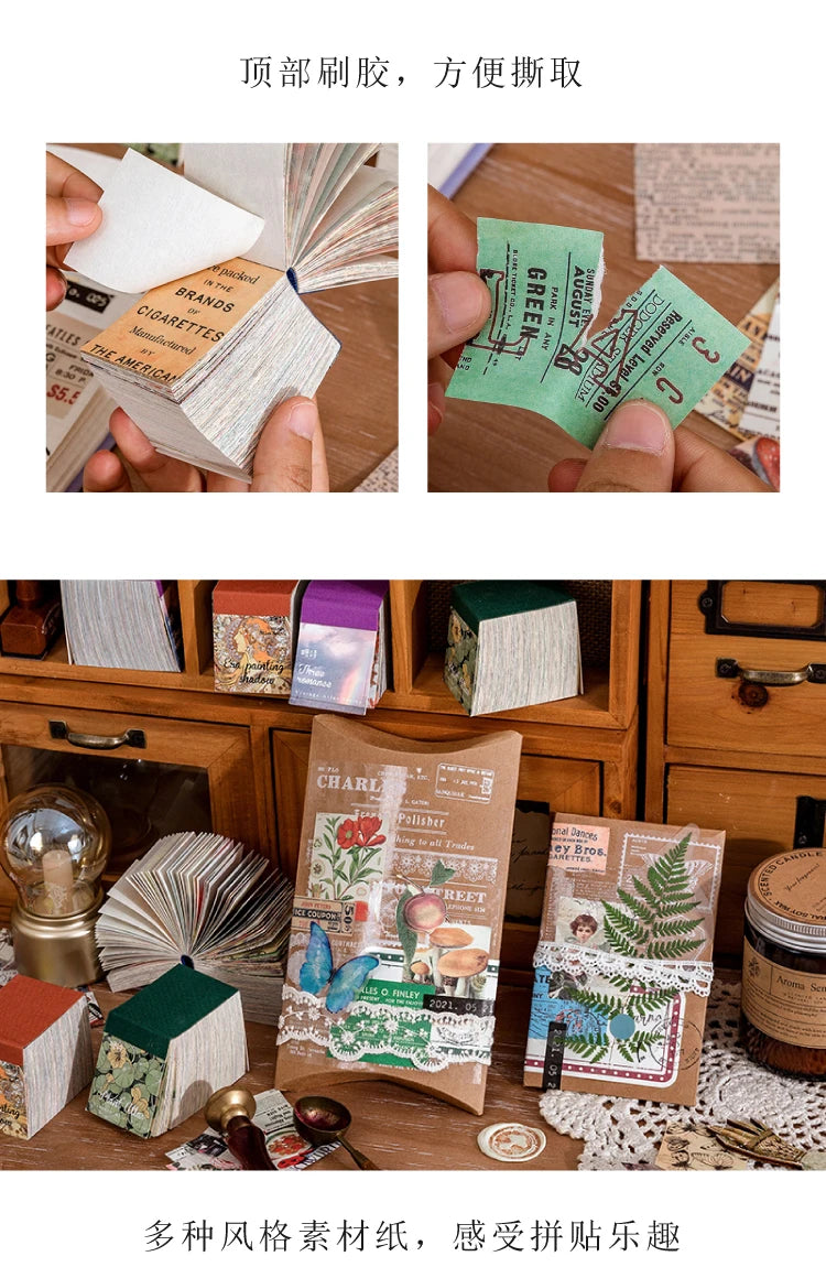 JIANQI 400 pcs Craft Vintage Scrapbooking Paper Kawaii Art Junk Journal Deco Sticker Natural Collection DIY Material Paper
