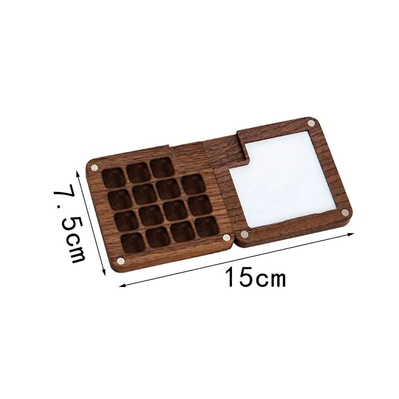 Art Supplies Empty Wooden Watercolor Palette Portable Mini Travel Watercolor Acrylic Paint Box Square Tray Box Art Painting