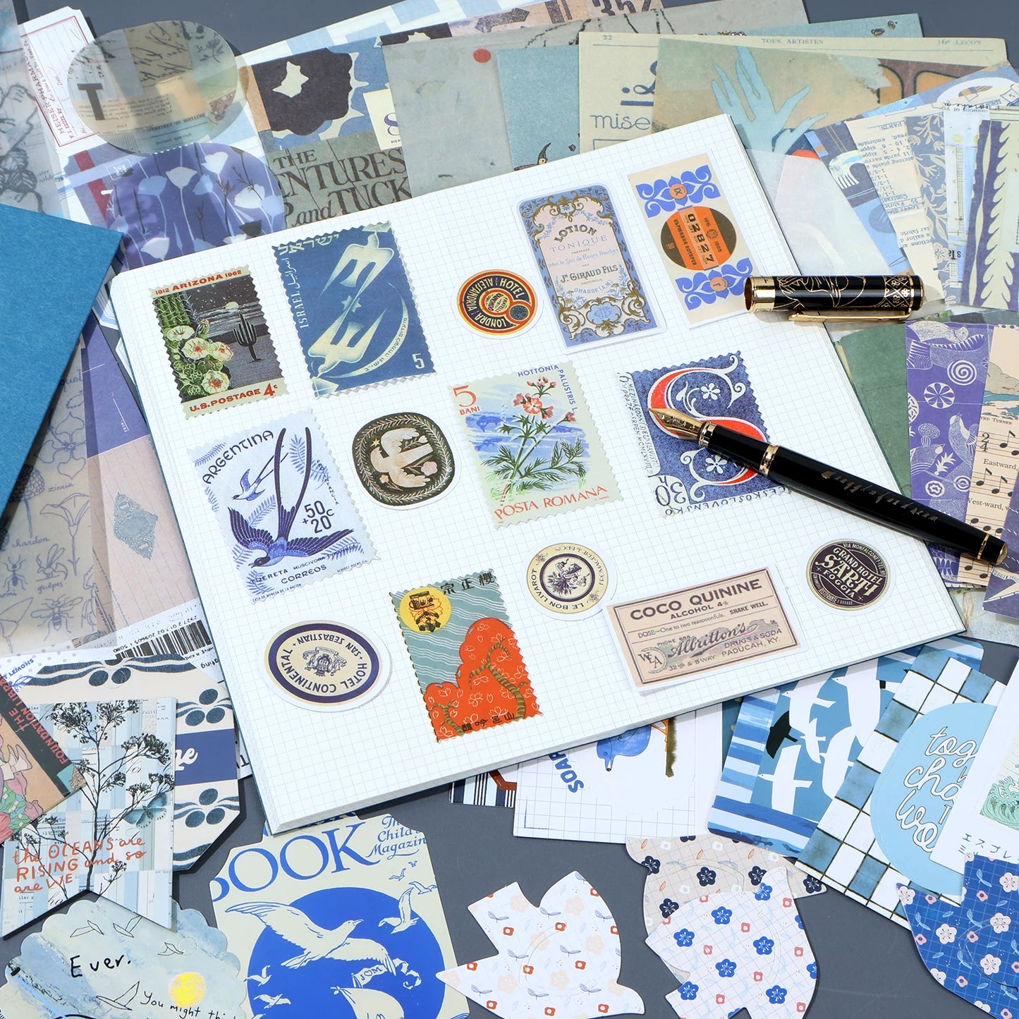 86Pcs Vintage Scrapbook Kit DIY Journaling Supplies Set with Scrapbook Stickers Cards Bookmarks Aesthetic Journaling Arts Craft