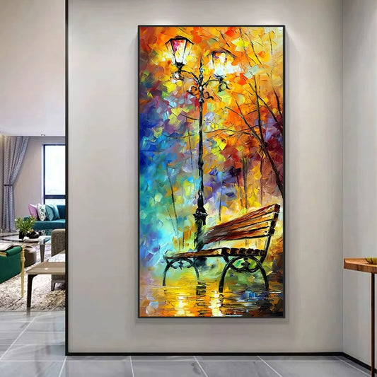 Abstract Streetlight Bench Canvas - Wall Art
