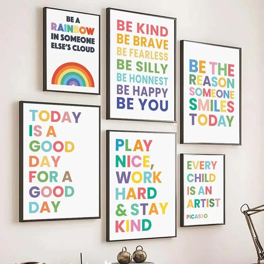 Minimalistic Inspirational Quote Poster Colorful Wall Art Motivational Message Poster Home Office Decor Rainbow Canvas Painting
