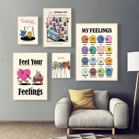 Cartoon Smile Inspirational Quote Print Emotions Human Classic Vintage Posters Decoracion Painting Wall Art Paper Room Decor