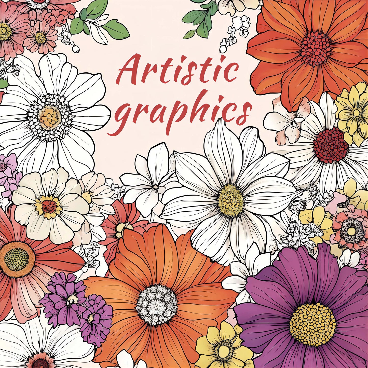 1pc Art Coloring Book 24Page Artistic Graphics Flower For Birthday Party Relieve Stress Kill Time Graffiti Painting Drawing Book