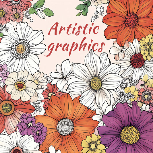 1pc Art Coloring Book 24Page Artistic Graphics Flower For Birthday Party Relieve Stress Kill Time Graffiti Painting Drawing Book