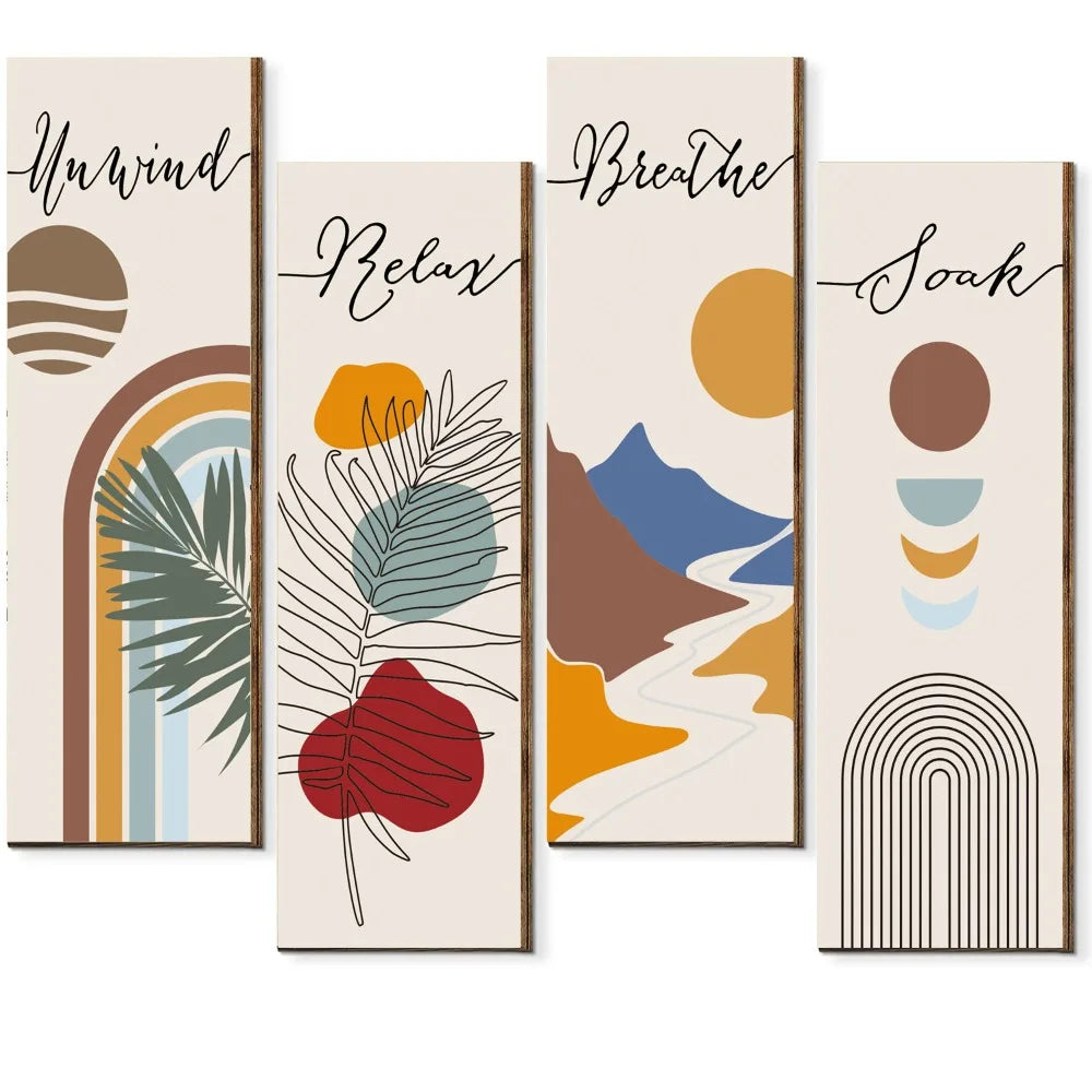 Inspirational Quotes Bohemian Abstract Hanging Sign Handmade Artistic Wooden Wall Hanging Plate Wall-mounting Decorative Panel