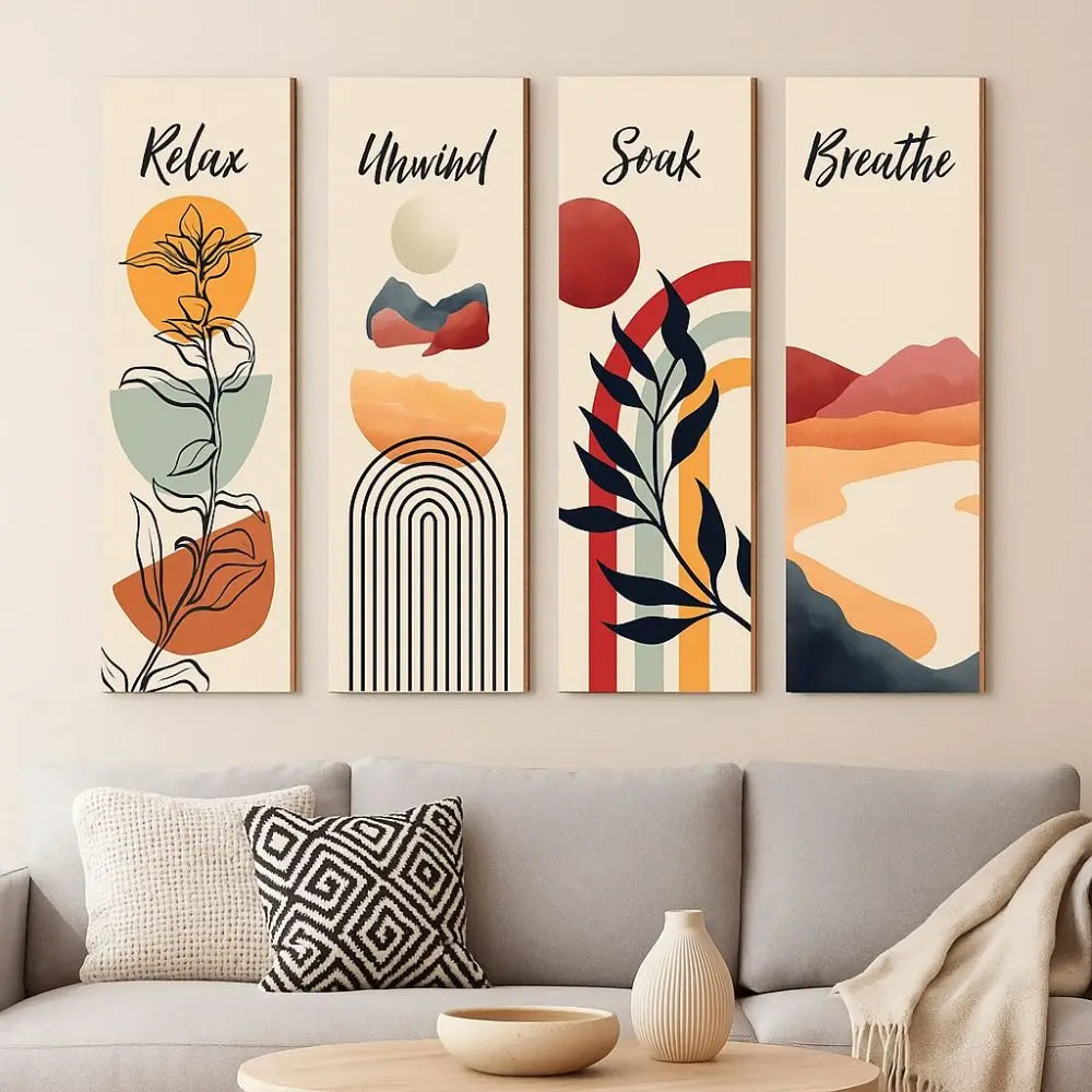 Inspirational Quotes Bohemian Abstract Hanging Sign Handmade Artistic Wooden Wall Hanging Plate Wall-mounting Decorative Panel