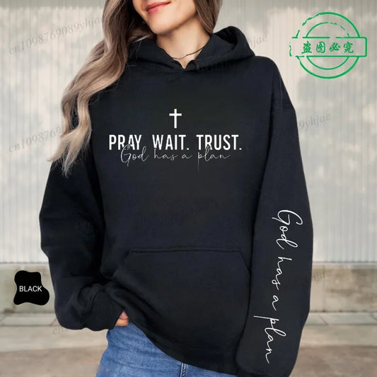 Trendy Christian Quote Print Sweatshirts Female Fashion All-Match Street Hoody Casual Hoodies Inspirational Pullover Clothing