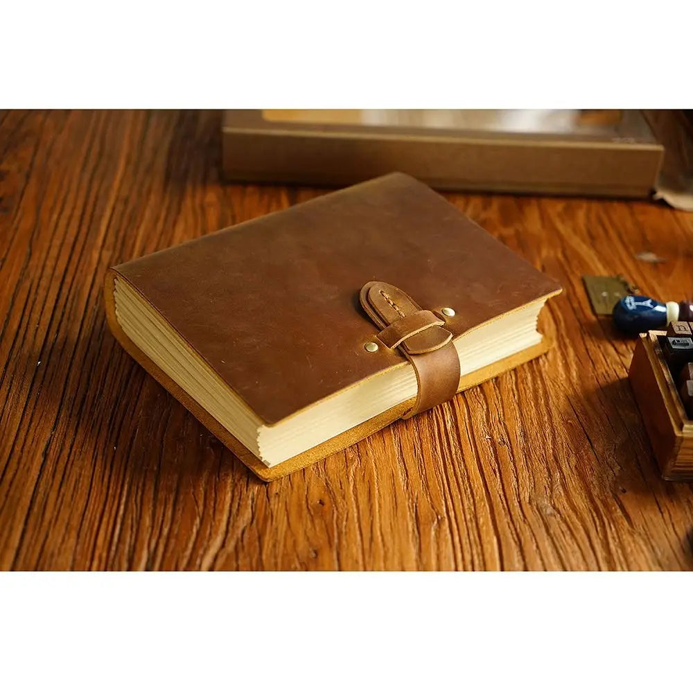 Vintage Leather Bound Journal Handmade Genuine Leather Cover Blank Paper Diary Blank Pages Unlined Travel Sketchbook