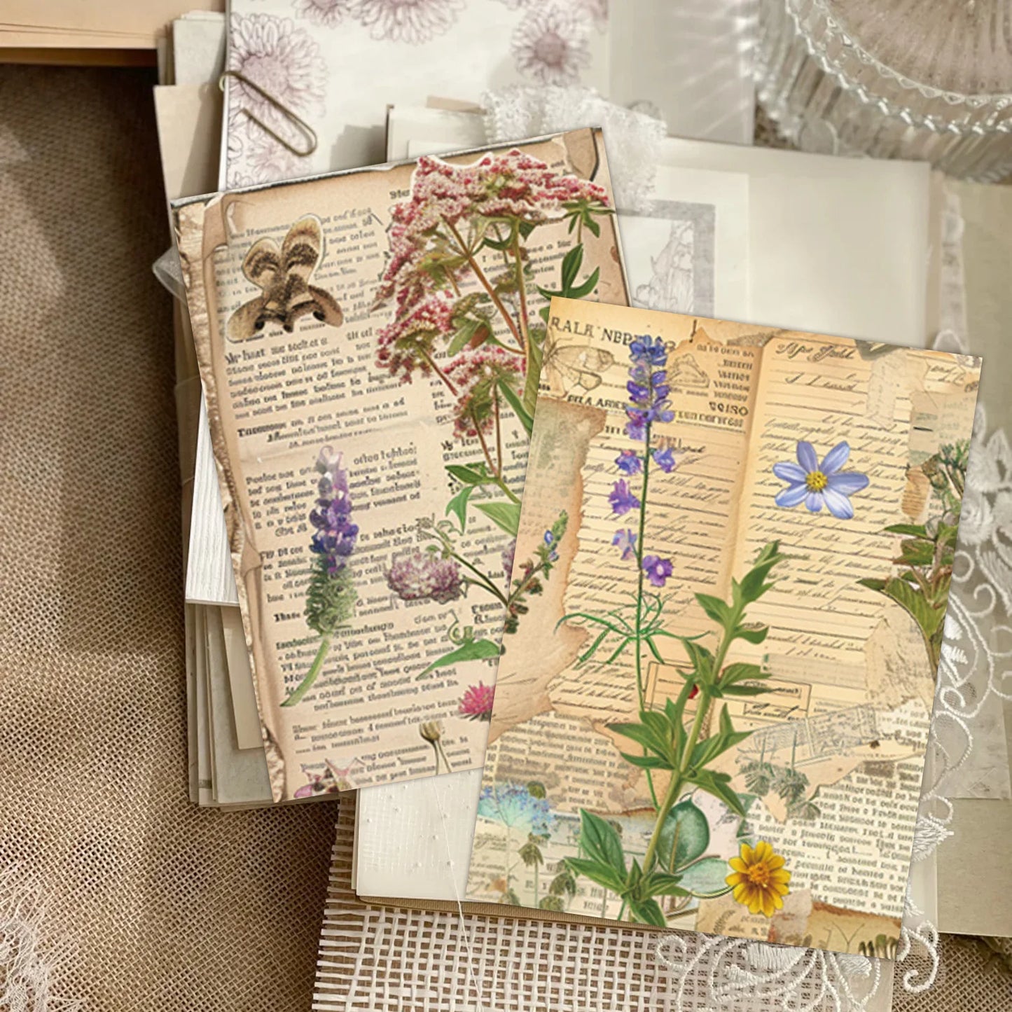 8 Sheets/Pack Retro Plant Scrapbooking Paper Journaling Collage Paper For Junk Journal Photo Album Scrapbooking Supplies