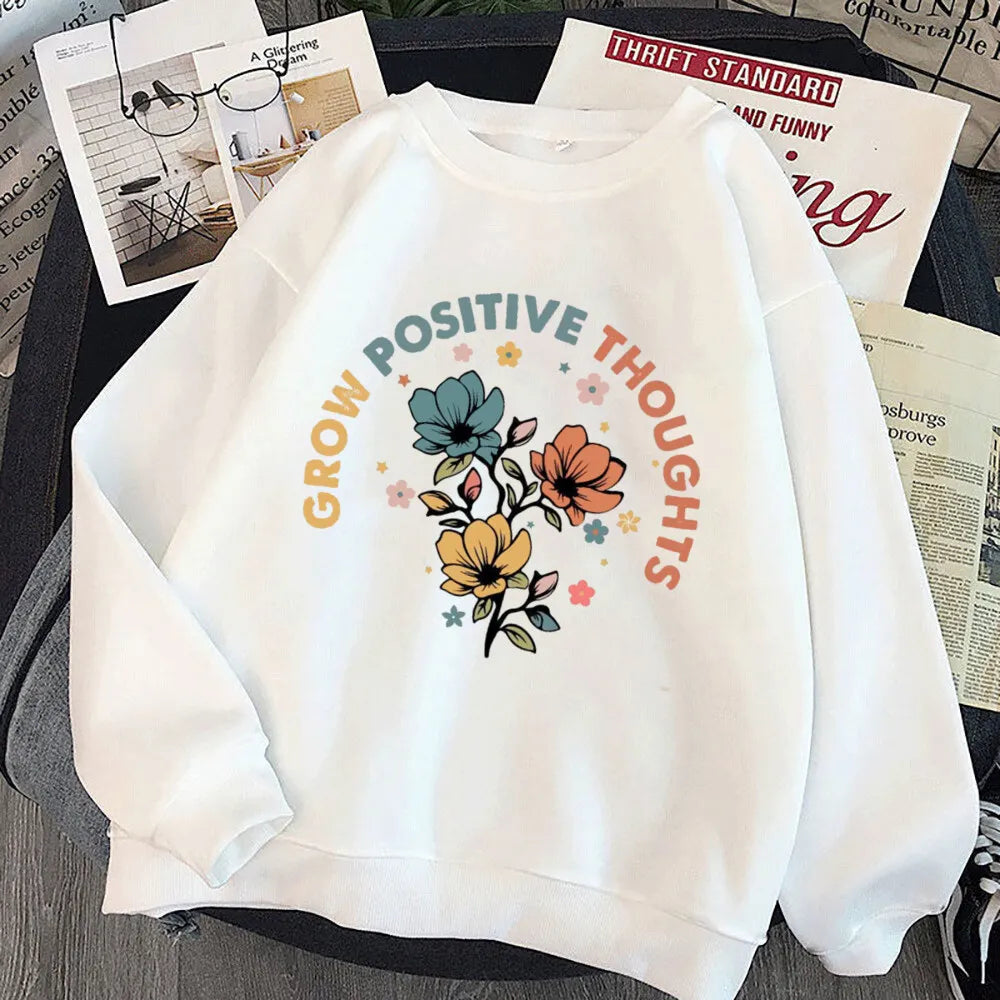 No Rain No Flower Umbrella Printed Sweatshirt Mental Health Hoodie Female Motivation Hoody Girls Harajuku Aesthetic Clothes Tops