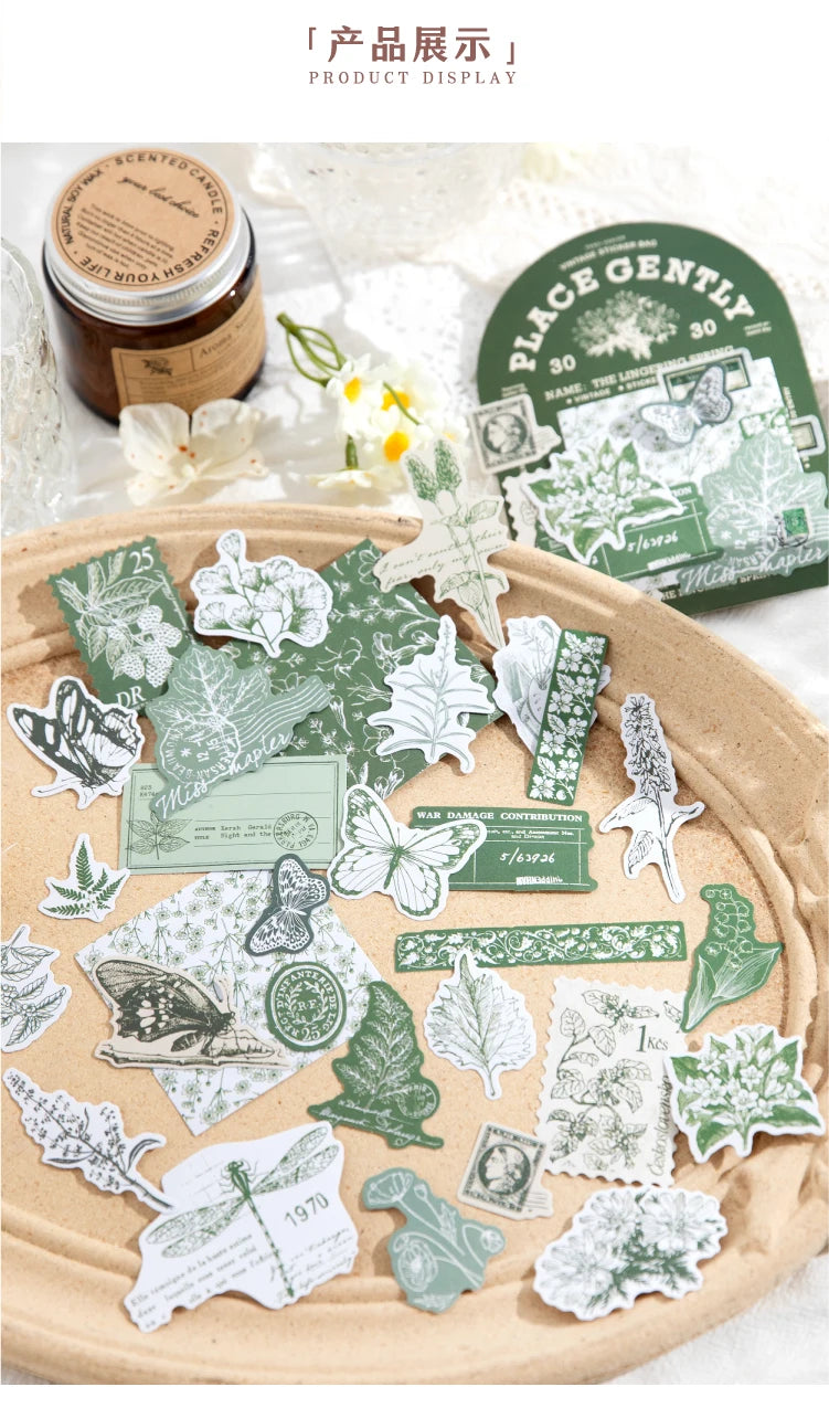 Journal GO 30pcs Retro Antique Stuffs Stickers Collage Junk Journal Scrapbooking diy Vintage Small Hand Made Stationery Labels