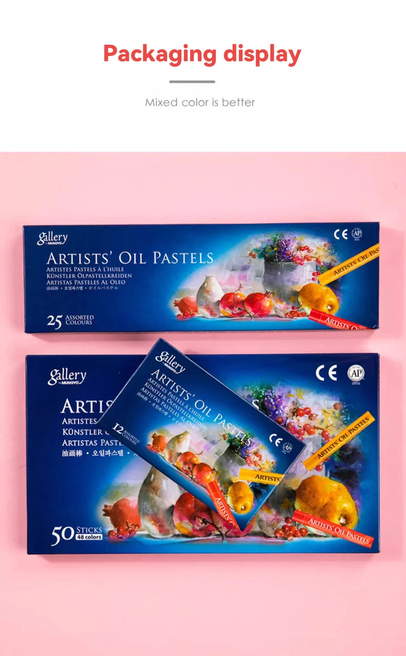Artists' Soft Oil Pastels, Professional Set of 12/25/48 Assorted Color, Water-Soluble Non-toxic Drawing Supplies