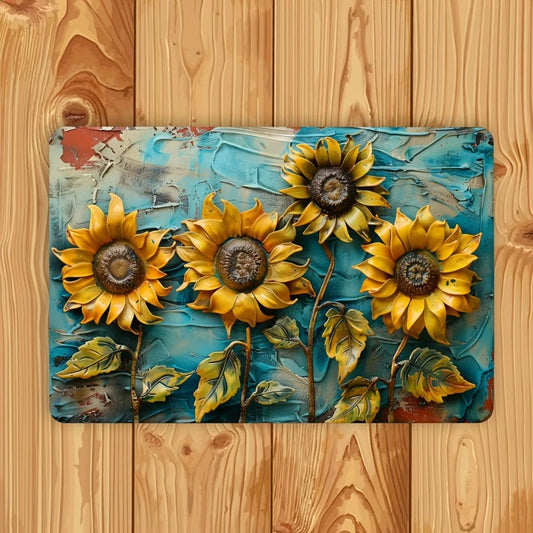 Sunflower Retro Metal Tin Sign 3D Wall Decor for Home Bar Cafe, Vintage Indoor Outdoor Hanging Art 12x8in