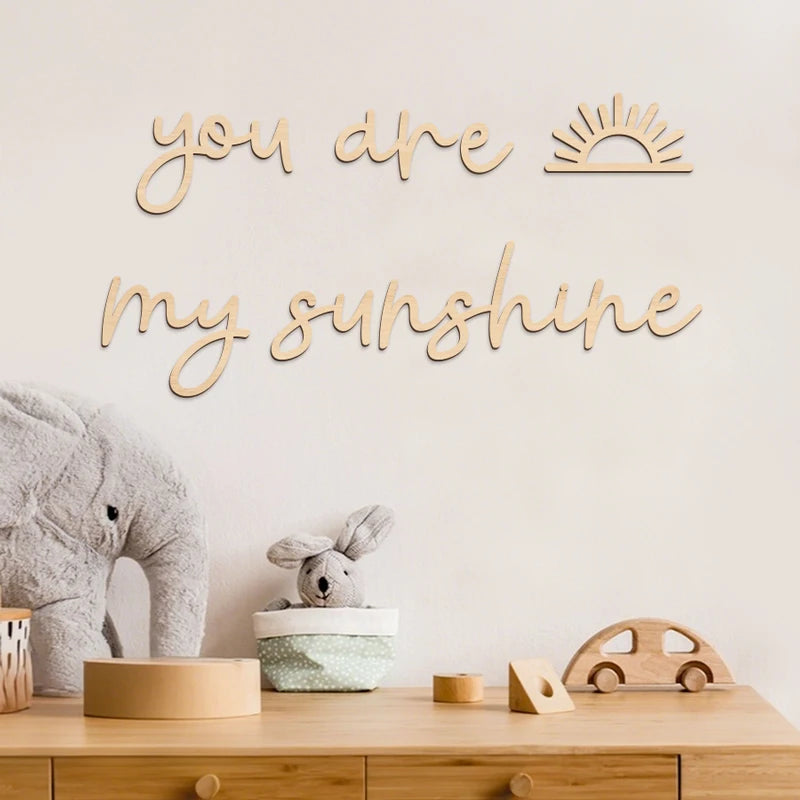 Wooden Wall Decor With Sun Motif Wall Stickers For Youngsters' Bedroom Playroom Inspirational Quote Home Room Wall Decoration
