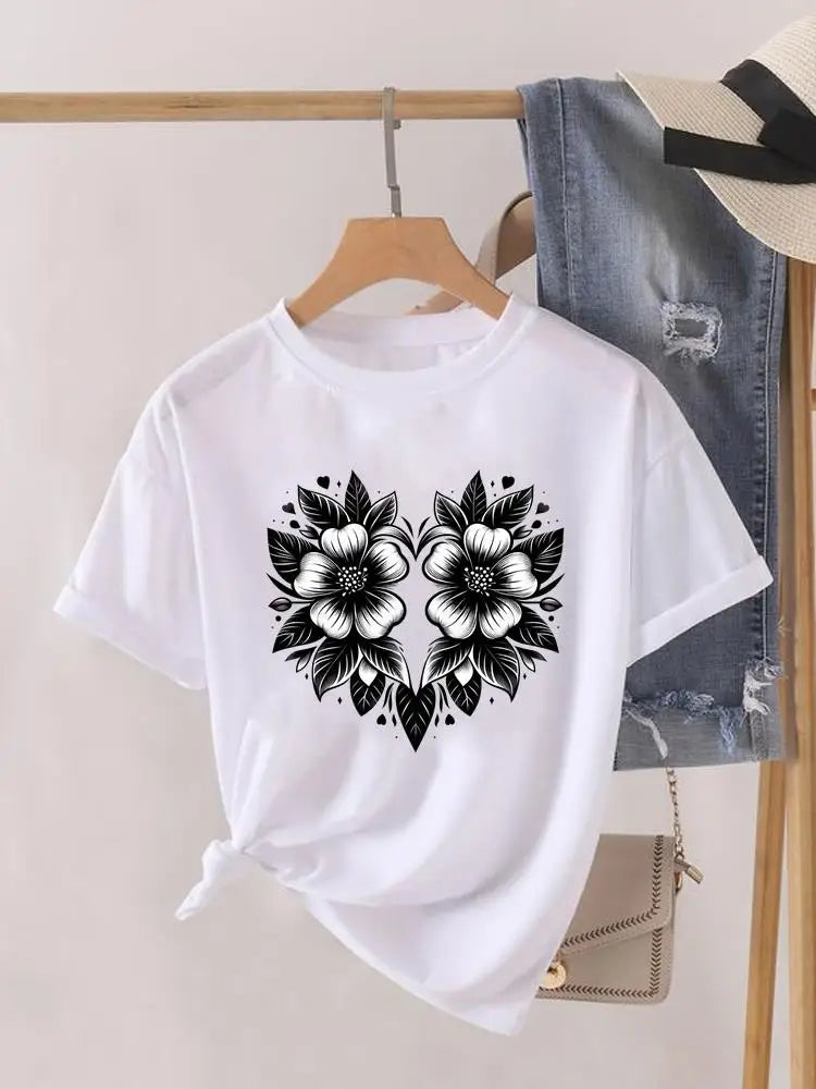 Sweet Cartoon Trend 90s Women Print Female Graphic T-shirts Fashion Clothing Lady Clothes Short Sleeve T Shirt Casual Tee