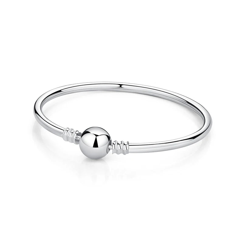 Original 925 Sterling Silver Bracelet For Women Charms Beads Rose Gold Heart Bracelets Bangles Snake Chain Luxury Jewelry Gift