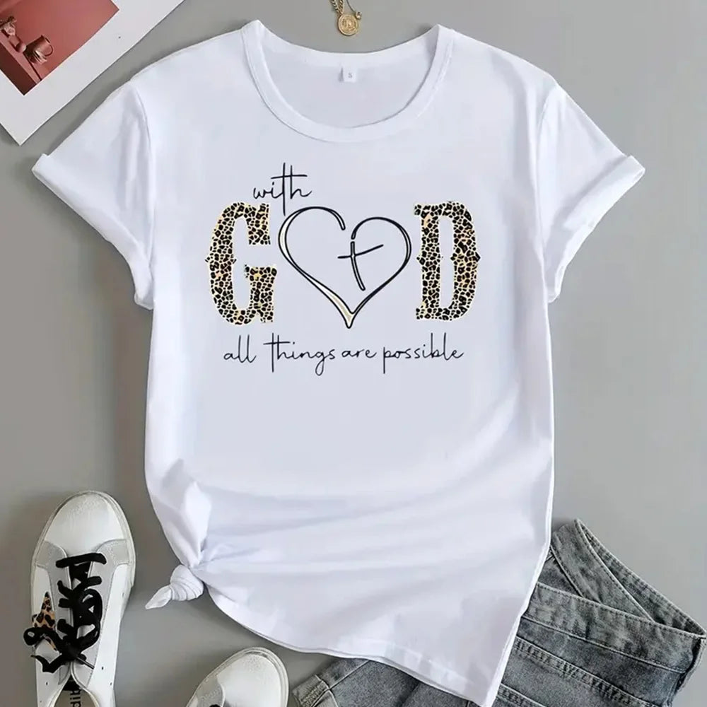 Summer Women's Round Neck T-shirt Fashion Short sleeved Top Leopard Print Trendy Loose Clothing Women's Party T-shirt