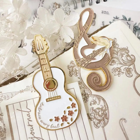 Journal Pages Vintage Rhythm Of Life Violin Musical Note Paper Clip Metal Bookmark Decorative Document Memo Envelope Clip