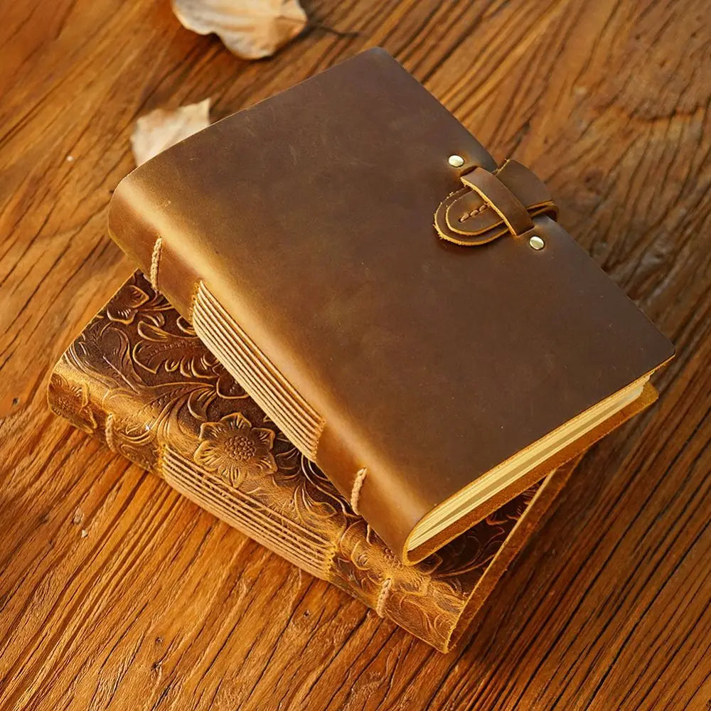 Vintage Leather Bound Journal Handmade Genuine Leather Cover Blank Paper Diary Blank Pages Unlined Travel Sketchbook