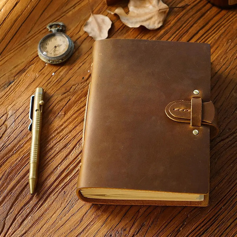 Vintage Leather Bound Journal Handmade Genuine Leather Cover Blank Paper Diary Blank Pages Unlined Travel Sketchbook
