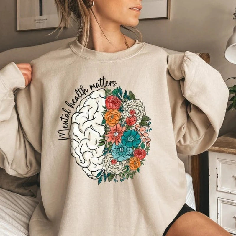 Mental Health Hoodie Mental Health Awareness Women Inspirational Sweater School Psychologist  Anxiety Pullover Therapist Shirt