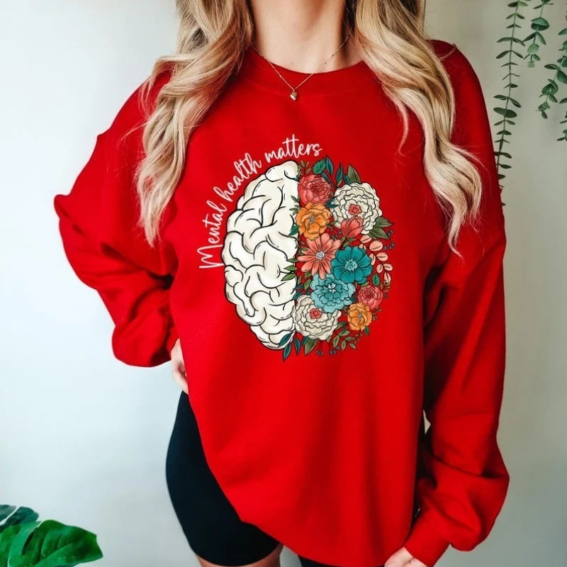 Mental Health Hoodie Mental Health Awareness Women Inspirational Sweater School Psychologist  Anxiety Pullover Therapist Shirt