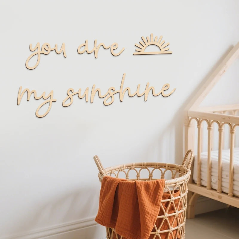 Wooden Wall Decor With Sun Motif Wall Stickers For Youngsters' Bedroom Playroom Inspirational Quote Home Room Wall Decoration