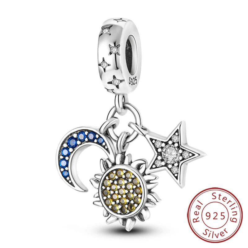 New 925 Sterling Silver Charms Pendant Sunflowers Heart Beads Fit Original Bracelets Charm DIY Jewelry Gifts Making