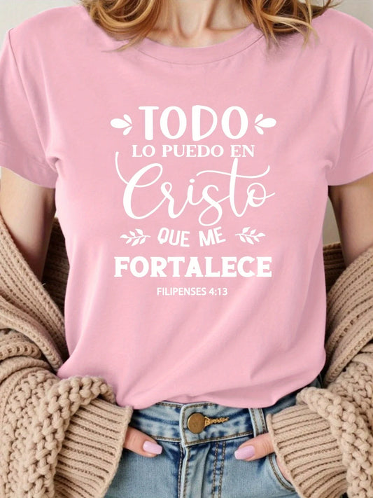 Women'S Summer Casual Short-Sleeve T-Shirt with Letter Print Design
