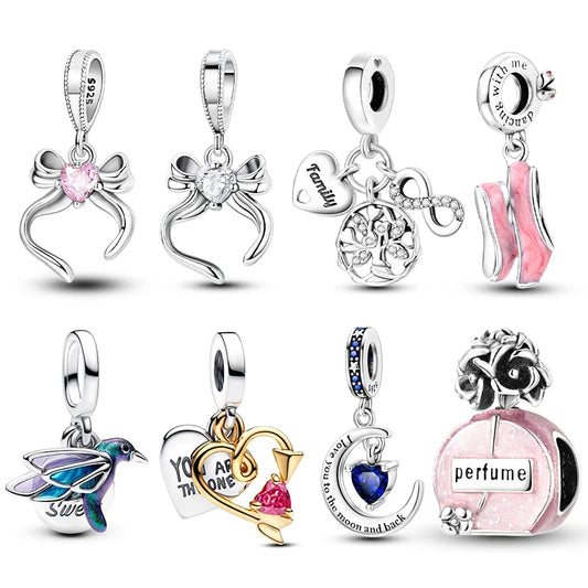 Original Charms 925 Silver All Things Beautiful Charm Trio Charm Fit 3mm Original Bracelet For Women Diy Jewelry Gift New in Hot