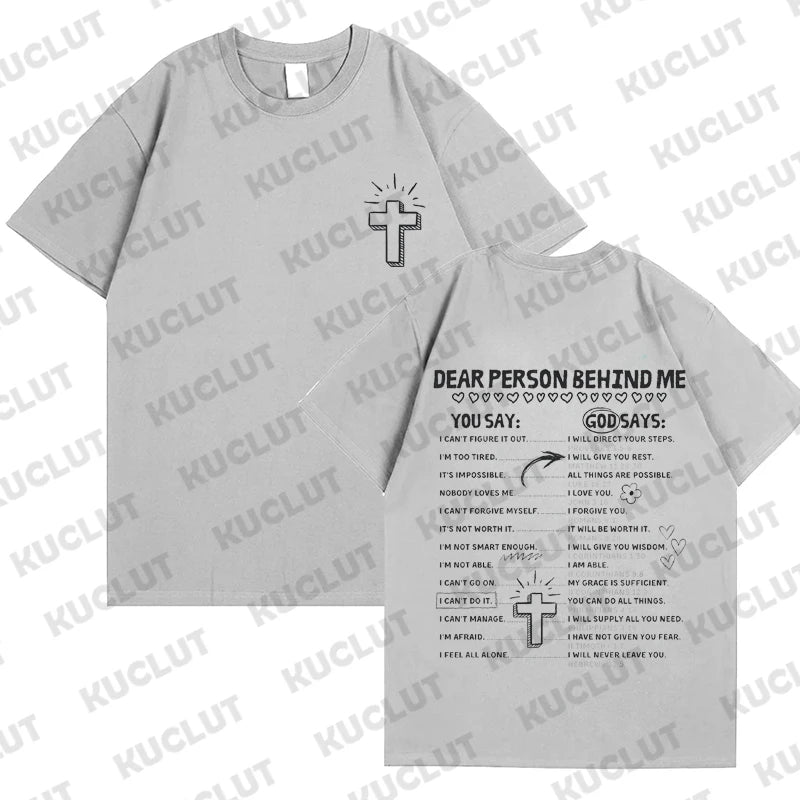 God Says Hoodie Design Print T-shirt Short Sleeve Crew Neck Casual Tee Tops Retro Christian Jesus Classic Women's Clothing