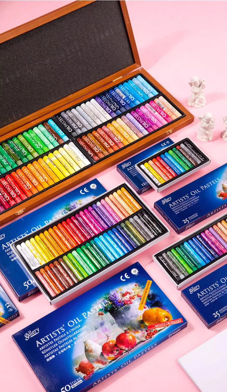 Artists' Soft Oil Pastels, Professional Set of 12/25/48 Assorted Color, Water-Soluble Non-toxic Drawing Supplies