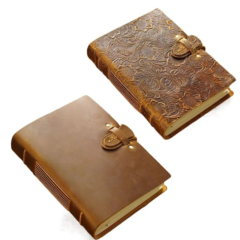 Vintage Leather Bound Journal Handmade Genuine Leather Cover Blank Paper Diary Blank Pages Unlined Travel Sketchbook