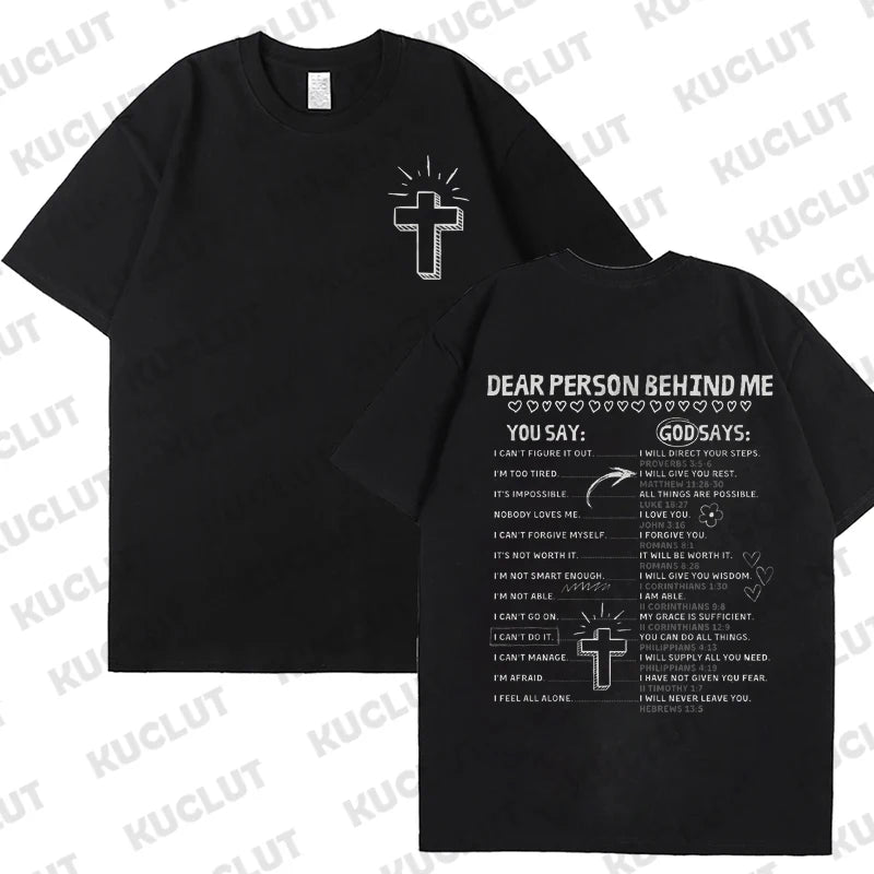 God Says Hoodie Design Print T-shirt Short Sleeve Crew Neck Casual Tee Tops Retro Christian Jesus Classic Women's Clothing