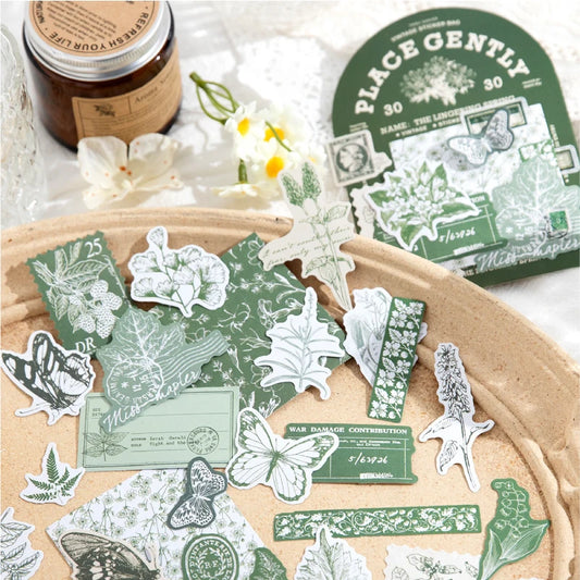 Journal GO 30pcs Retro Antique Stuffs Stickers Collage Junk Journal Scrapbooking diy Vintage Small Hand Made Stationery Labels