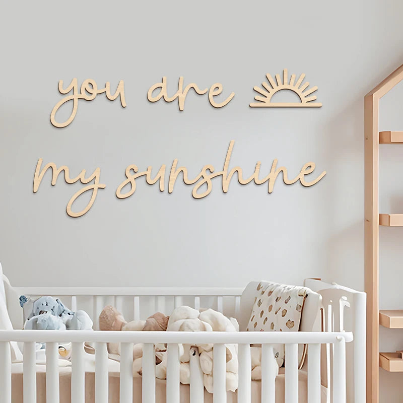 Wooden Wall Decor With Sun Motif Wall Stickers For Youngsters' Bedroom Playroom Inspirational Quote Home Room Wall Decoration