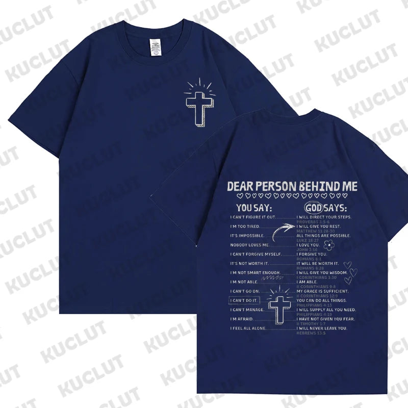God Says Hoodie Design Print T-shirt Short Sleeve Crew Neck Casual Tee Tops Retro Christian Jesus Classic Women's Clothing