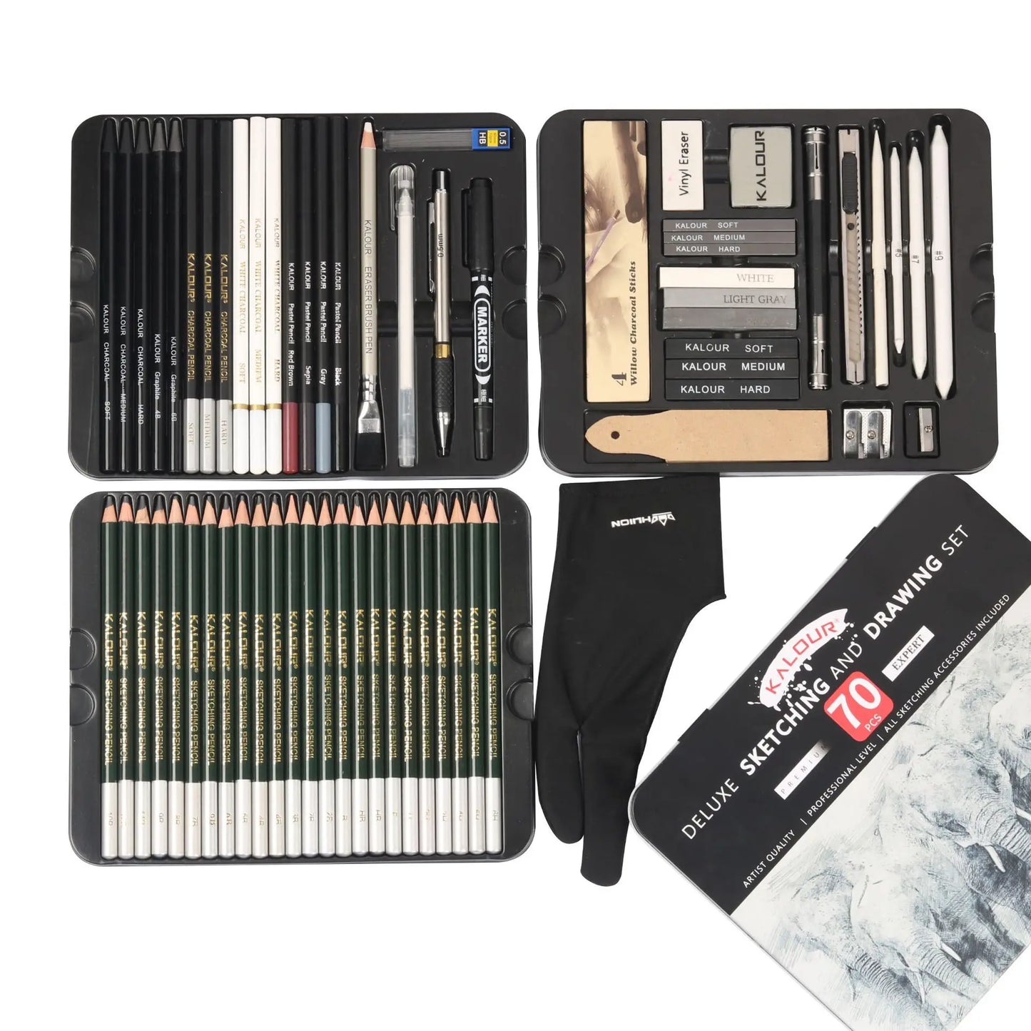 Drawing Set, 70-Pack Sketching Kit, Art Supplies with A Sketch Pad ,Colored, Graphite, Charcoal, Watercolor, Metallic Pencils