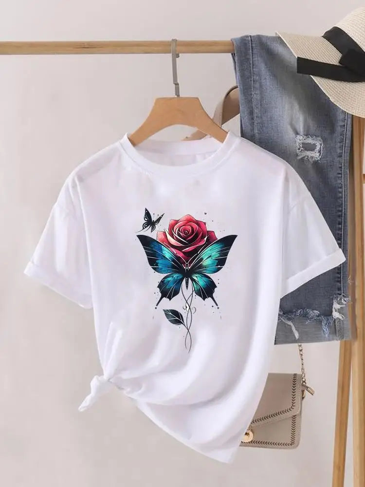 Sweet Cartoon Trend 90s Women Print Female Graphic T-shirts Fashion Clothing Lady Clothes Short Sleeve T Shirt Casual Tee