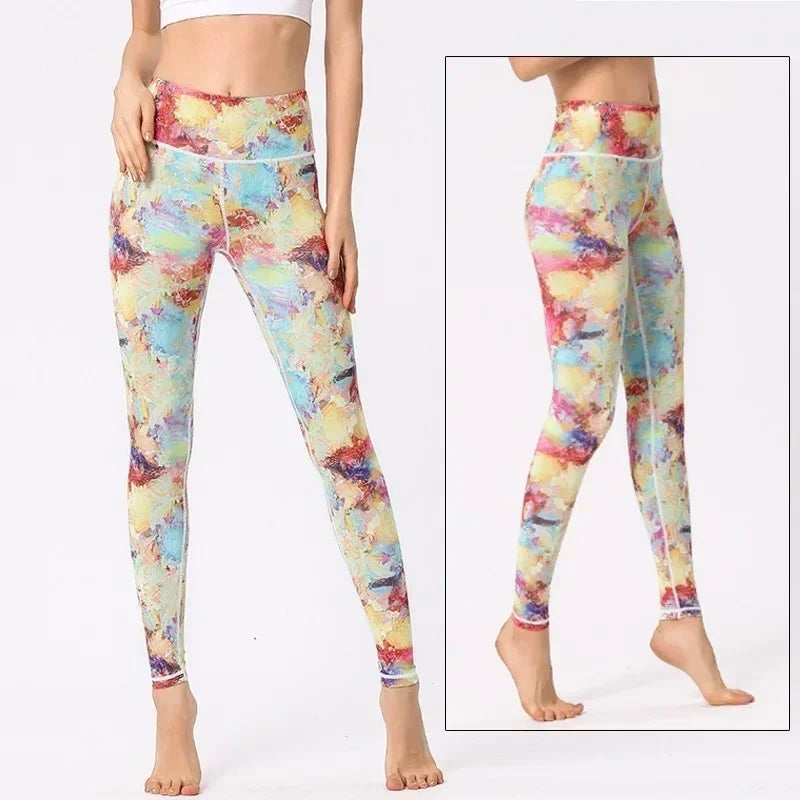 Cloud Hide Women Home Yoga Pants Fitness Gym Exercise Sports Leggings High Waist Sexy Long Print Tights Workout Running Trouser