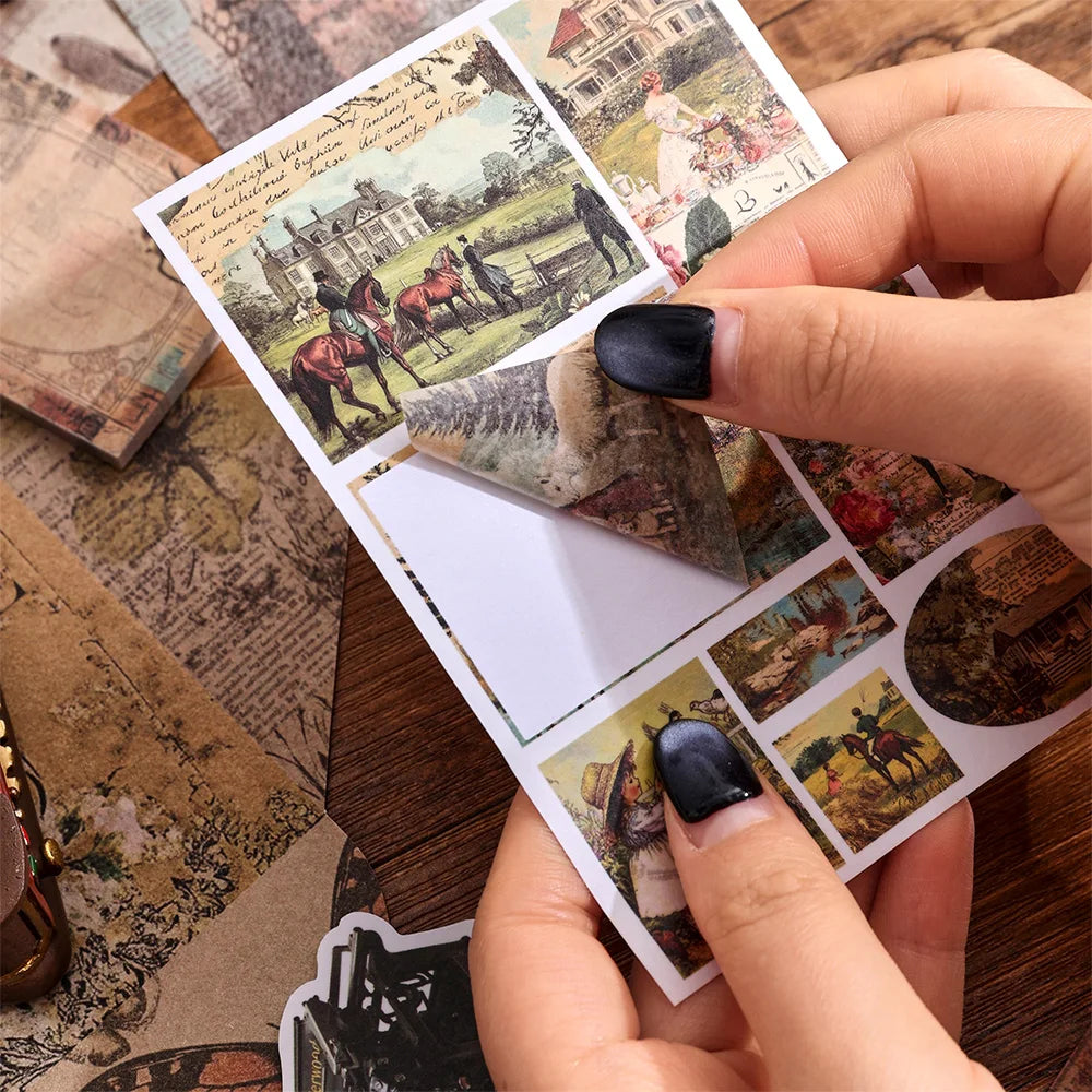 201 Pcs Vintage Aesthetic Scrapbook Paper Set Bullet Junk Journal Kit With Scrapbook Paper Tape DIY Materials For Journaling